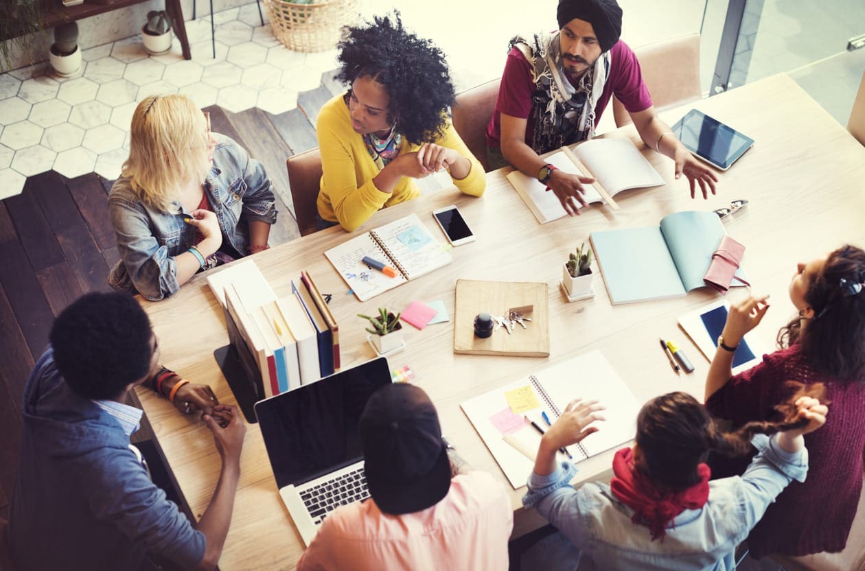 diverse adults a meeting