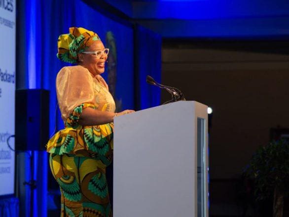 woman speaking at the international conference in dublin