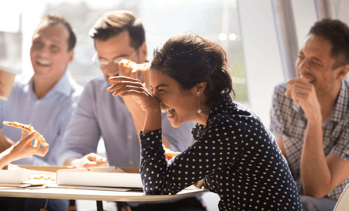 Woman Laughing at Work