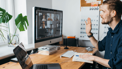 Man waving during Zoom meeting