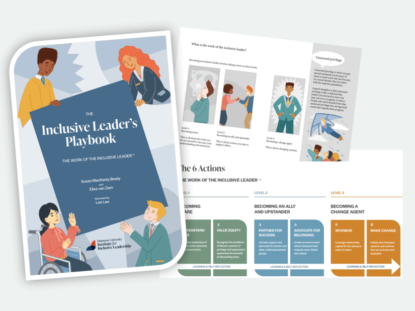Inclusive Leader's Playbook cover and pages