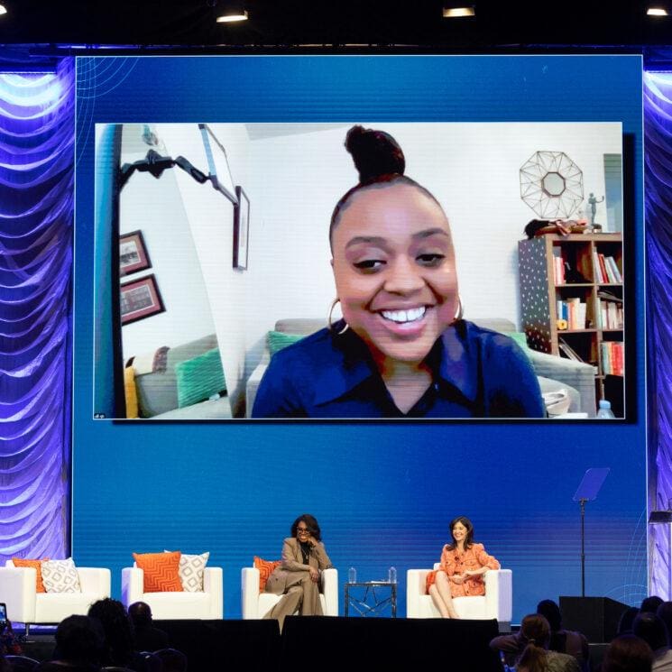 quinta brunson on screen sheryl lee ralph and joyce kulhawik on stage slc44