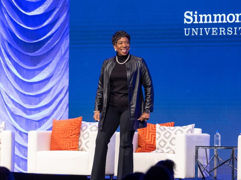 carla harris on stage at the simmons leadership conference