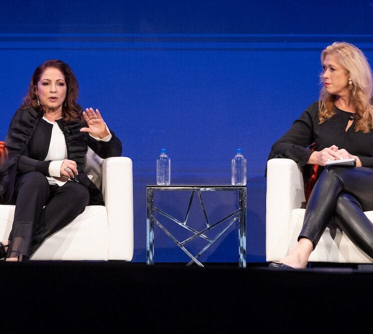 susan mackenty brady and gloria estefan at simmons leadership conference