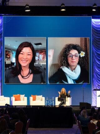 juju chang and masih alinejad on stage at the simmons leadership conference