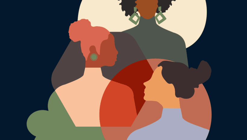 vector of diverse group of women faces without features