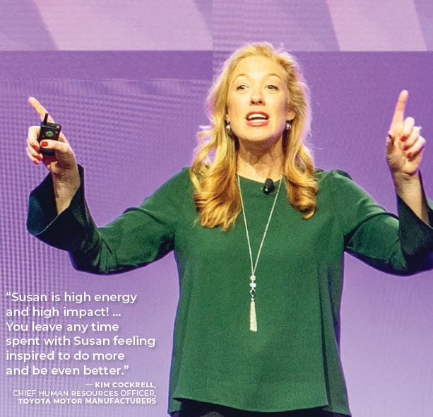 Susan Brady speaking at a keynote presentation